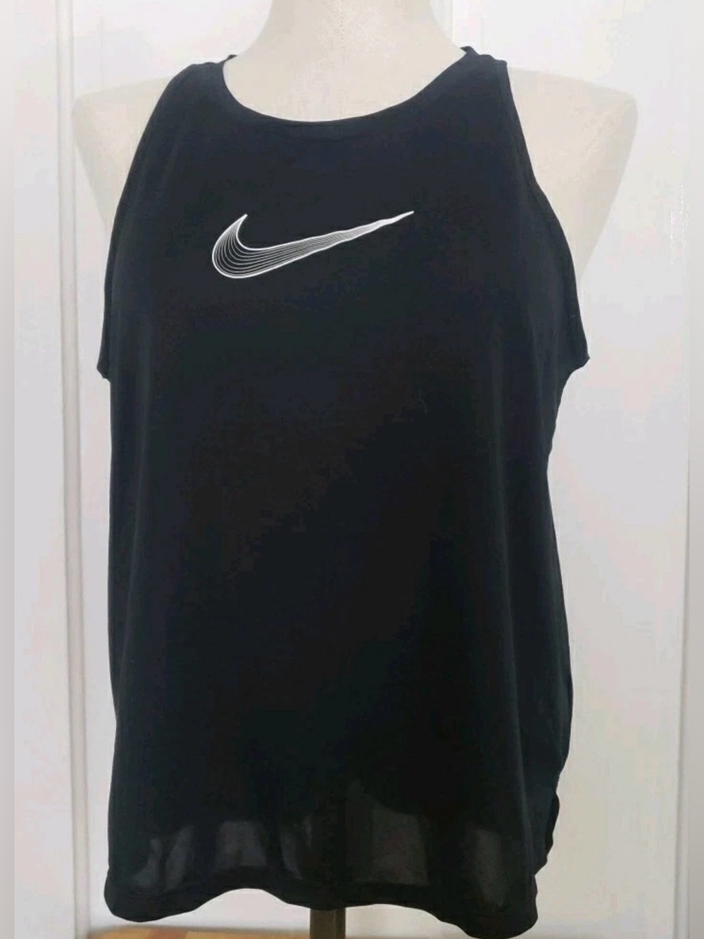 Nike Black Tank Top with White Swoosh - Kids